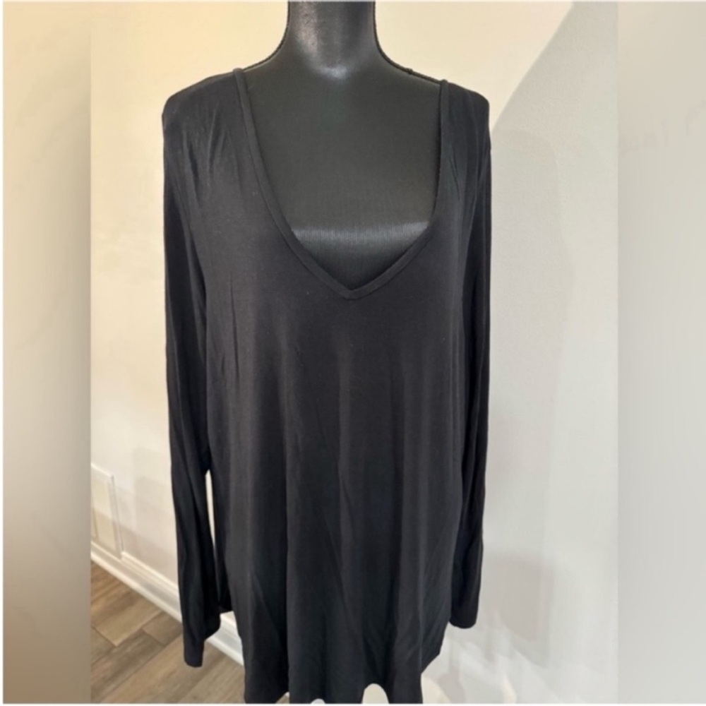 Halogen Women’s Black V-Neck Long Sleeve Tee XL